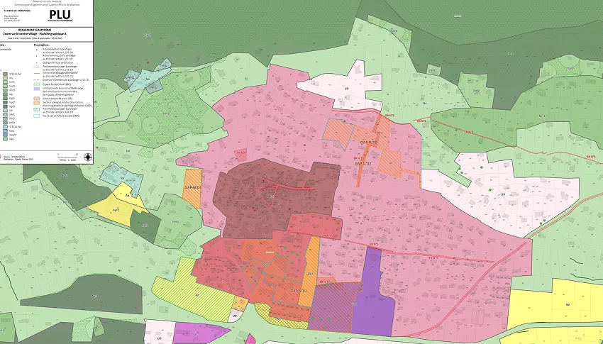 plan de decoupe en parcelles illustrant le plan local durbanisme de merindol et les regles damenagement et dutilisation des sols