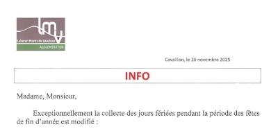 Collecte des déchets - Horaires modifiés pendant les fêtes Collecte des déchets - Horaires modifiés pendant les fêtes