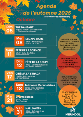 Agenda de l'automne 2025