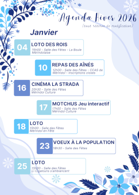 Agenda de l'hiver 2026