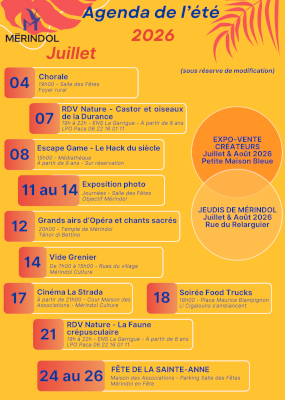 Agenda de l'été 2026